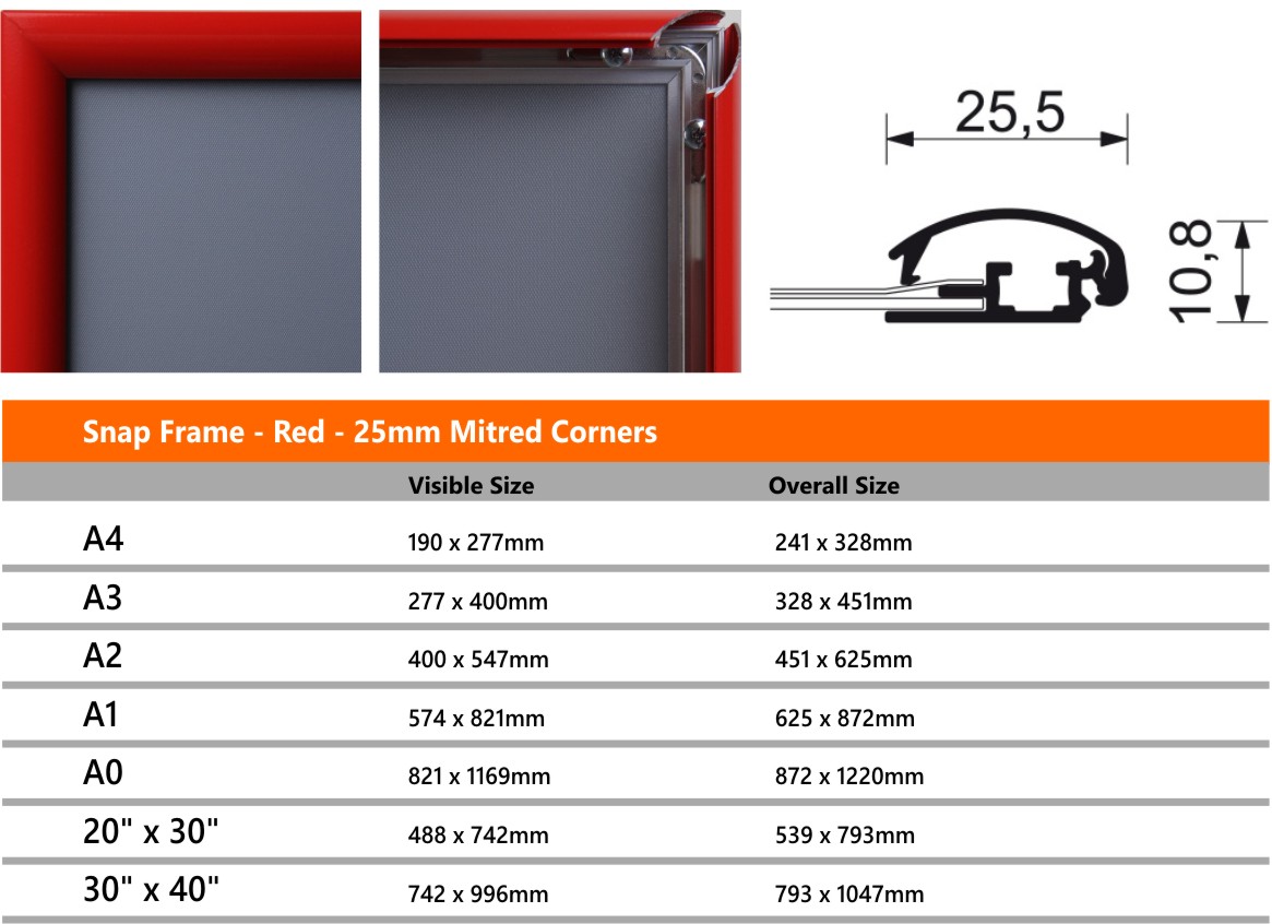 25mm Red Snap Frames